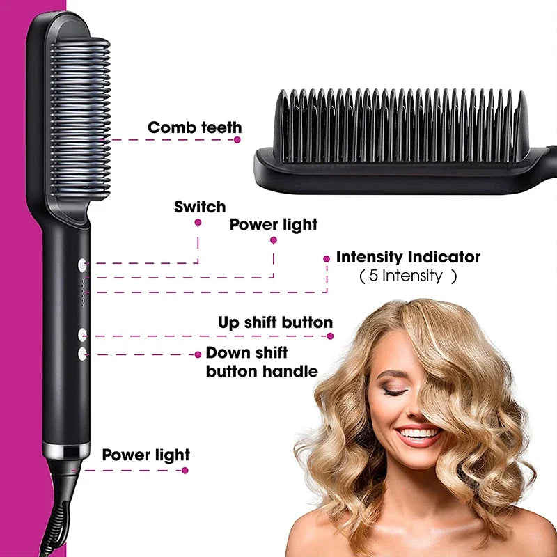 Lisseur Brosse Chauffante Électrique Multifonction – Peigne Professionnel Coiffure Rapide