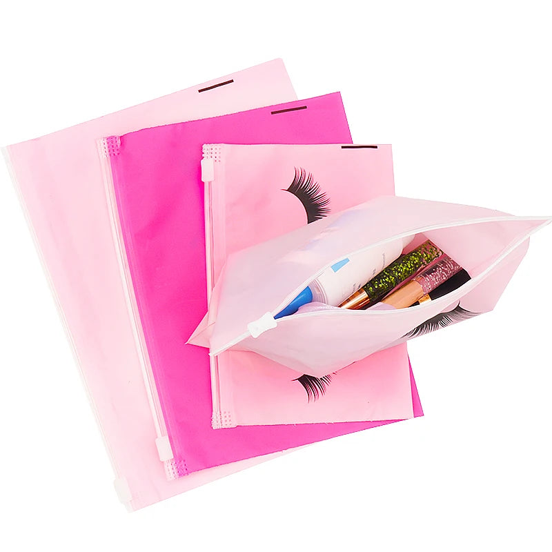 Pochettes Aftercare Extension Cils – Lot 10 Pcs avec Fermeture Éclair | Emballage Professionnel
