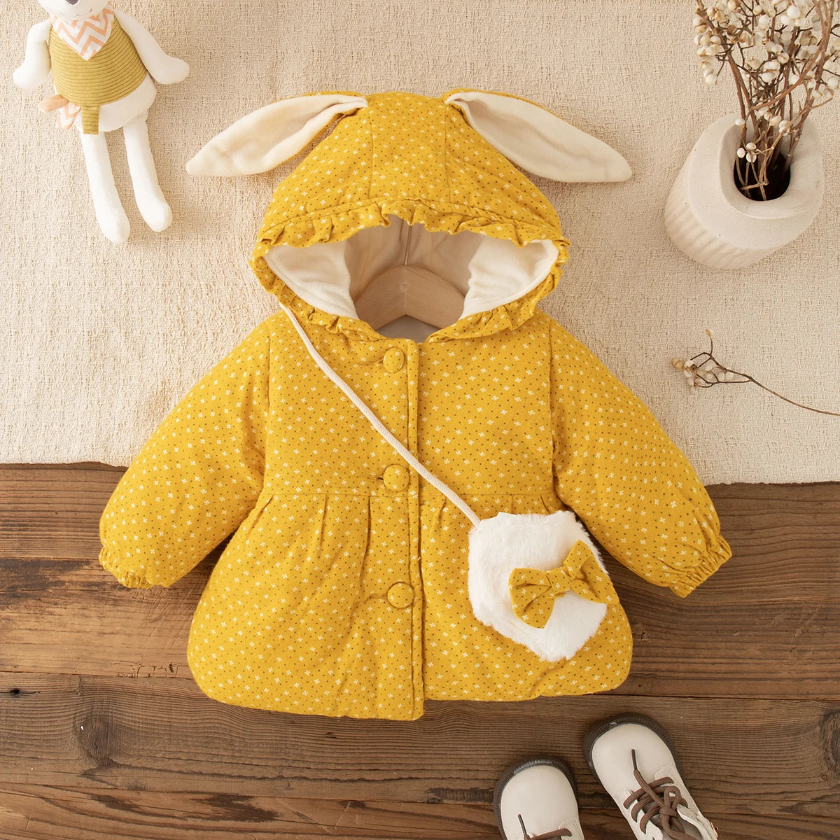 Veste Bébé Fille Hiver à Capuche – Manteau Chaud Épais Mignon 9 Mois à 3 Ans