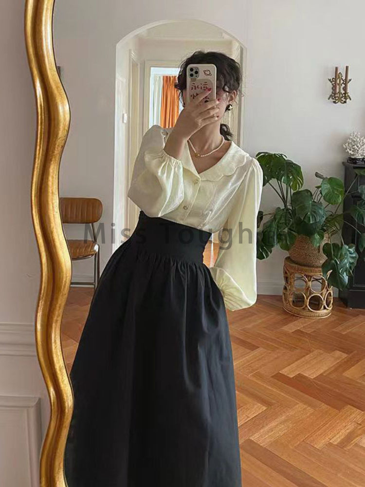 Damen Maxirock Dunkelbraun Vintage Harajuku Elegant mit Taschen – Koreanischer Stil Y2K Casual Winter | Designermode