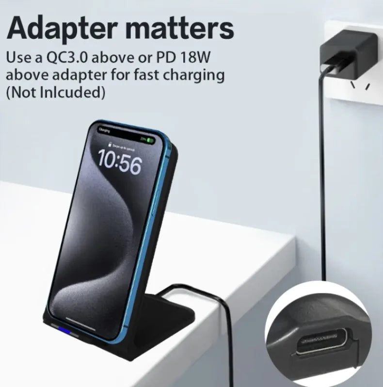 Chargeur Sans Fil 30W Pliable Stand – iPhone 14 13 12 11 Samsung S21 S20 Charge Rapide