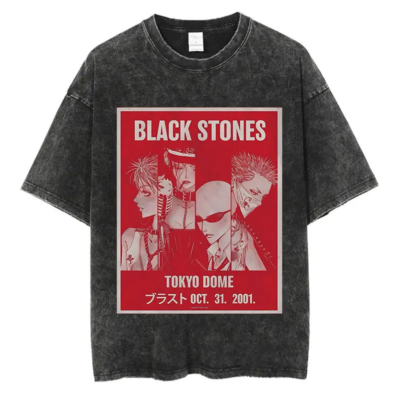 T-Shirt Anime Nana Osaki Imprimé Vintage Washed Harajuku Streetwear Graphique Été Manches Courtes Coton Unisexe – Tee Manga Japonais Tendance | Mode Streetwear Anime Premium
