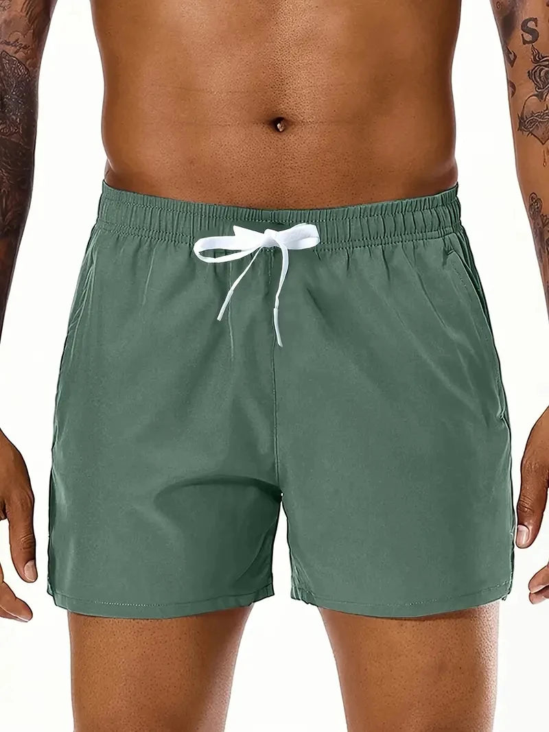 Kurze Herren-Strandshorts Sommer Einfarbig Elastischer Bund Doppeltaschen Fashion Freizeit Komfortabel Sport Cool Trendy – Premium Multifunktions-Shorts Sommer | Herren Premium Sommer Fashion
