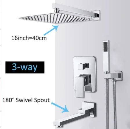 Système Douche LED Encastré – Pluie & Cascade, Bec Baignoire Pivotant, Mitigeur Eau Chaude & Froide | Salle de Bain Design