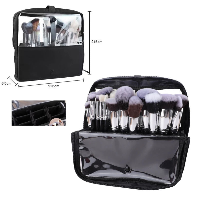 Pochette Pinceaux Maquillage 14/23/29 Trous – Organisateur Oxford Noir Waterproof | Trousse Pinceaux Portable Professionnel