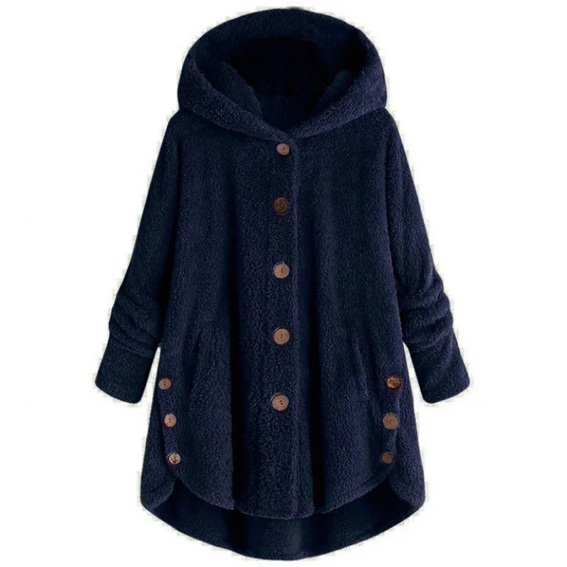 Manteau Teddy Bear Femme À Capuche – Veste Laine Peluche Chaude Uni | Automne Hiver Tendance