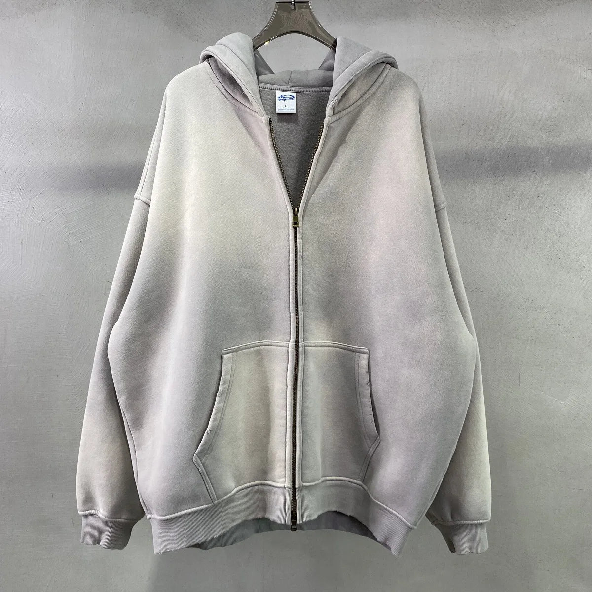Hoodie Homme Oversize Zip Tie Dye Dégradé – Sweat Cardigan Peluche Loose Grande Taille Hiver | Mode Homme Premium