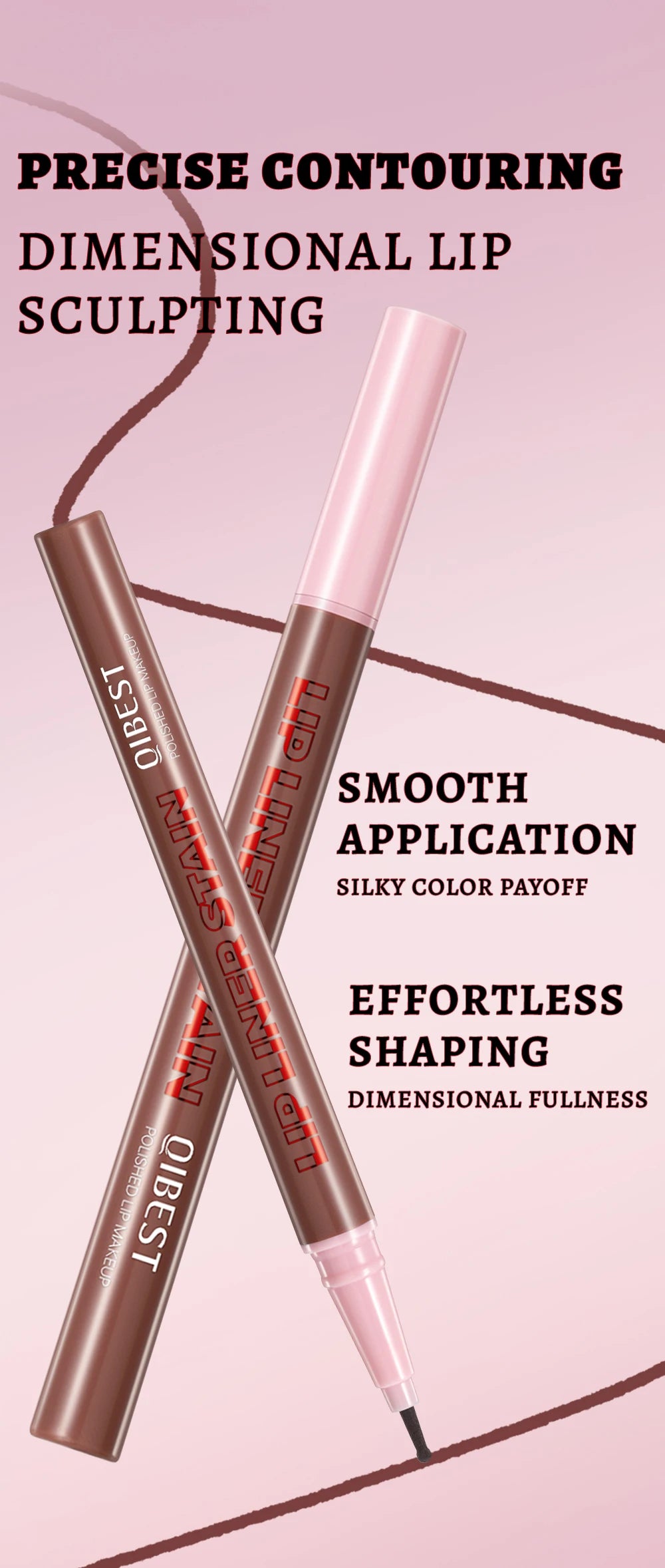 Lip Liner Liquide Mat Waterproof – Applicateur Sponge Tip Teinture | Contour Lèvres Longue Tenue
