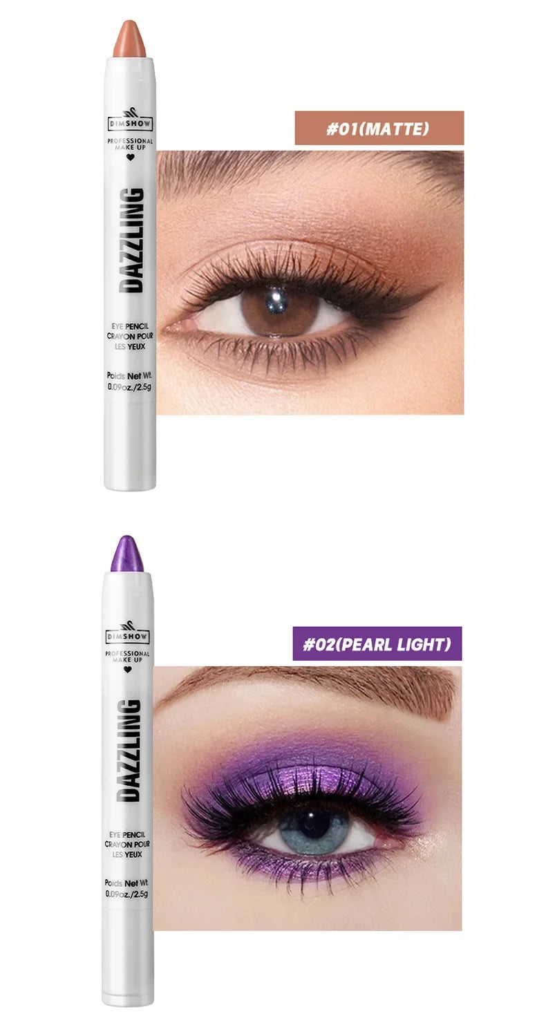 Crayon Fard à Paupières Highlighter Waterproof – Glitter Matte Nude Ver à Soie | Eyeliner Blanc Pigmenté