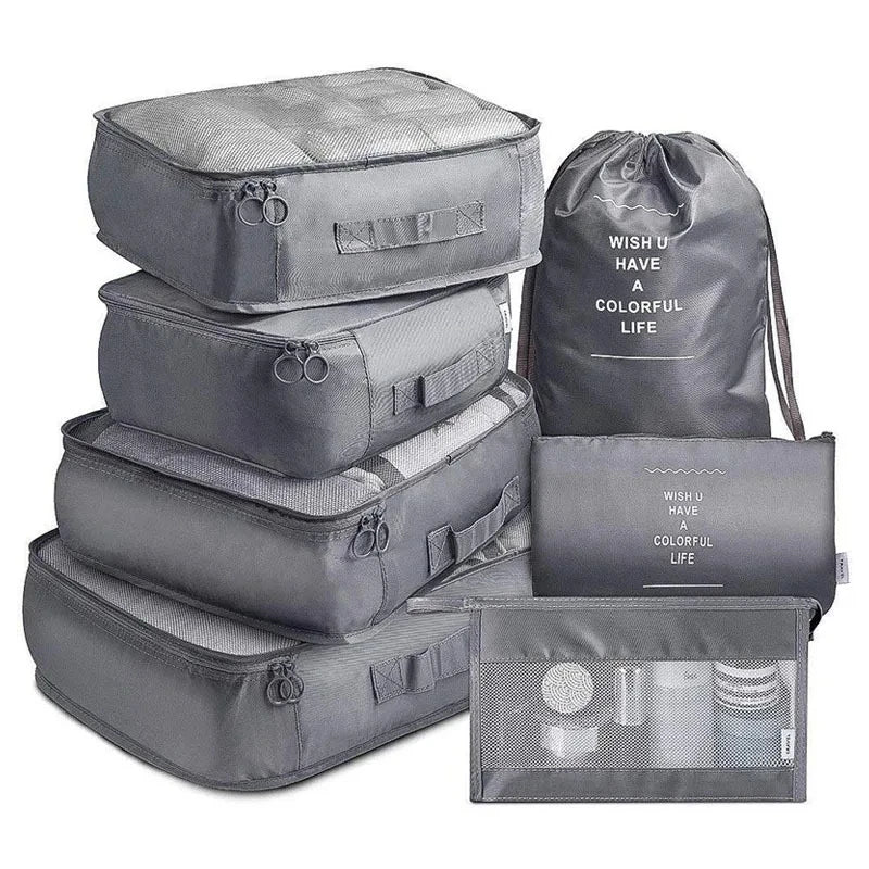 Set 7 Organisateurs de Voyage Packing Cubes – Rangement Valise Vêtements Chaussures Pliable