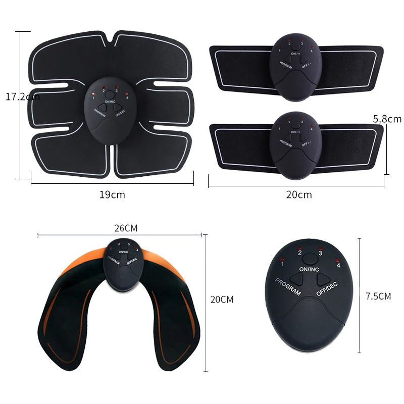 EMS ABS Stimulator Hip Trainer Abdominal Exercise Fitness Body Slimming Massager Stickers Weight Loss Massager Muscle Stimulator