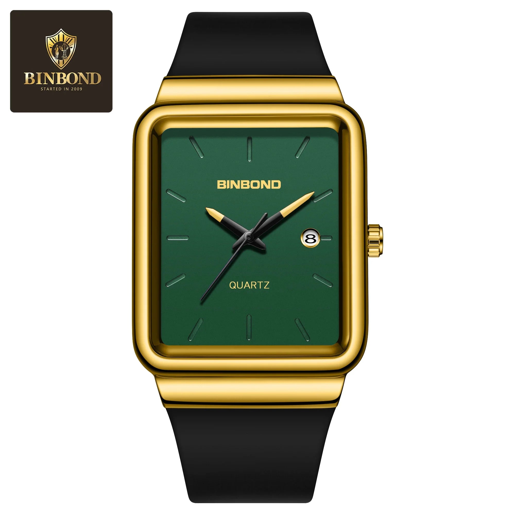 Montre Homme BINBOND Carré Quartz Silicone – Fashion Simple Étanche Tendance Original