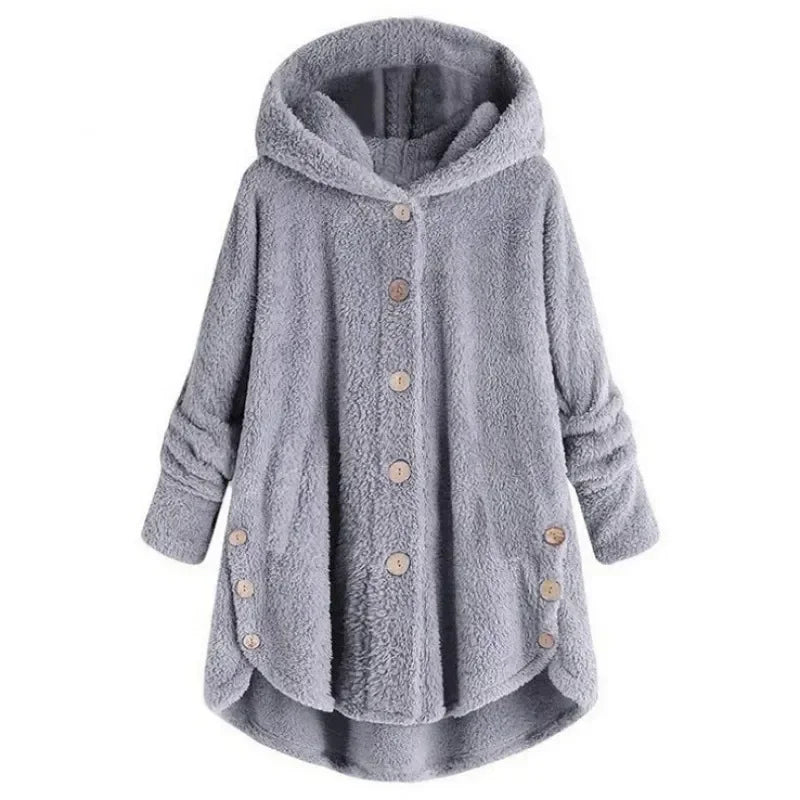 Manteau Teddy Bear Femme À Capuche – Veste Laine Peluche Chaude Uni | Automne Hiver Tendance