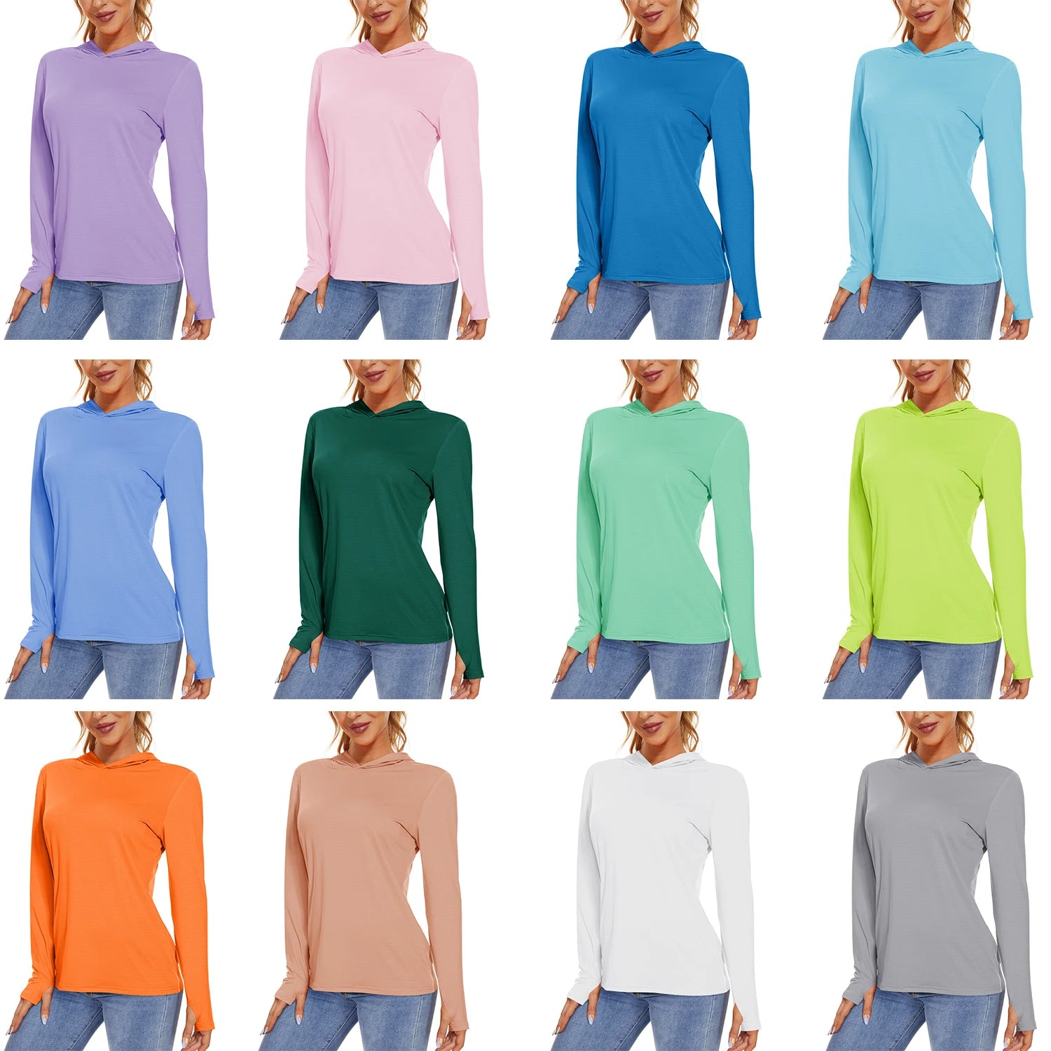T-Shirt Anti-UV UPF 50+ À Capuche Manches Longues Femme - Pêche, Randonnée & Sport Outdoor | TACVASEN