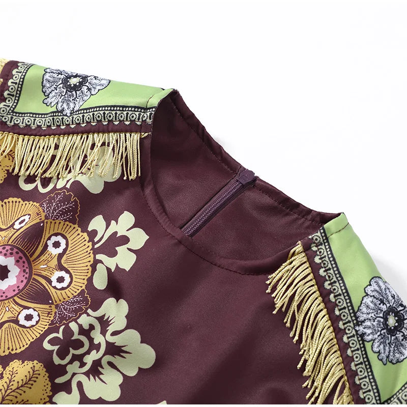 Top Gilet Imprimé Franges Irrégulier Femme Sans Manches – Style Y2K Casual Plage | Été 2026