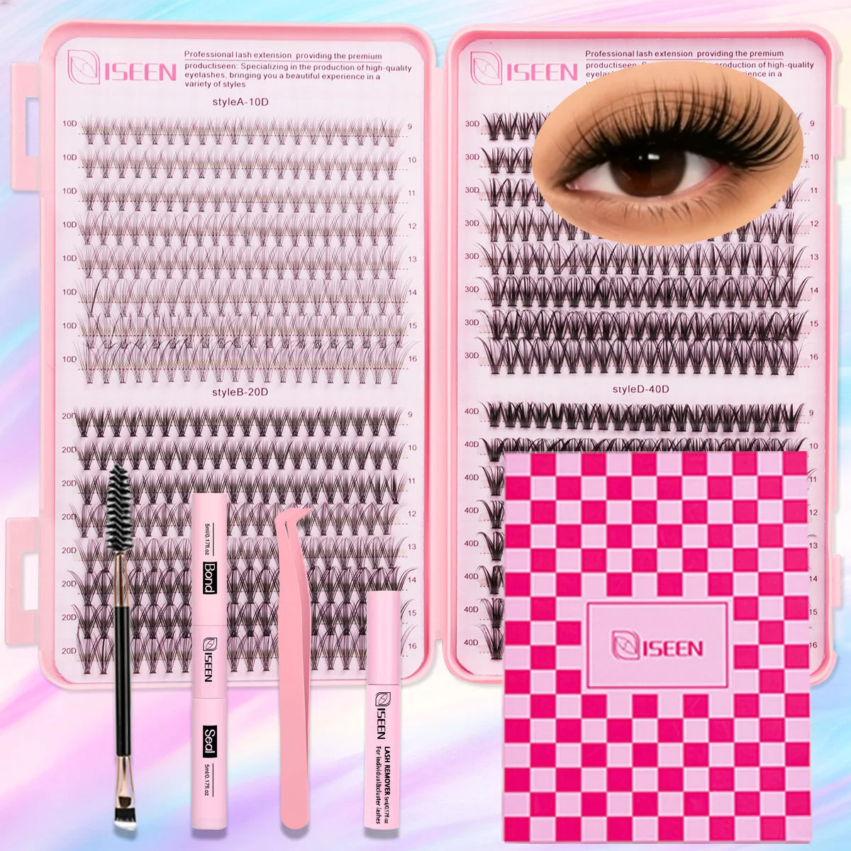 Kit Extensions Cils DIY Clusters Wispy – Colle, Scellant & Pince | Pose Maison