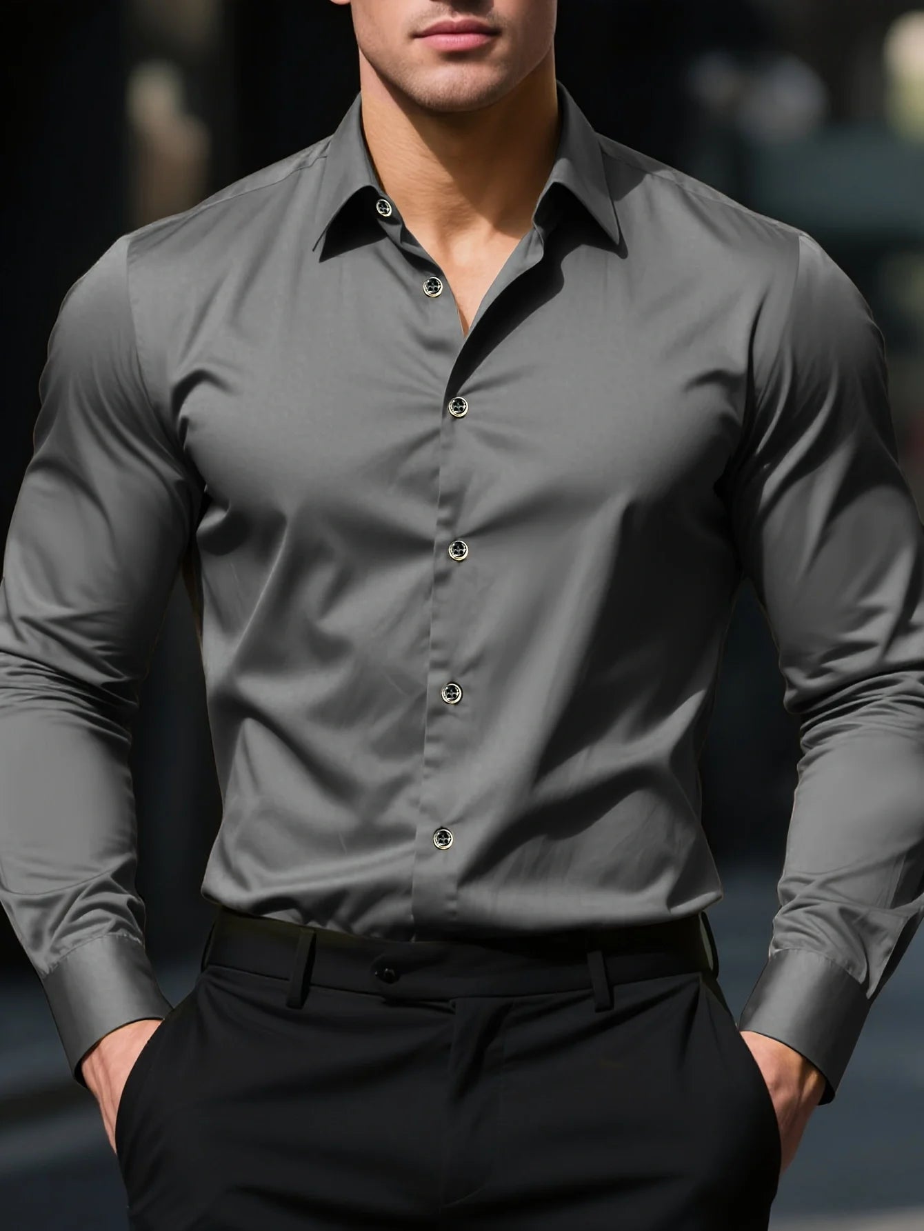 Chemise Homme Manches Longues Tissu Élastique Couleur Unie Multi-Couleurs Qualité Premium Basique Intemporelle Confortable Élégante Polyvalente – Chemise Premium Manches Longues Élastique Couleur Unie Multi-Couleurs | Mode Homme Chemise Premium