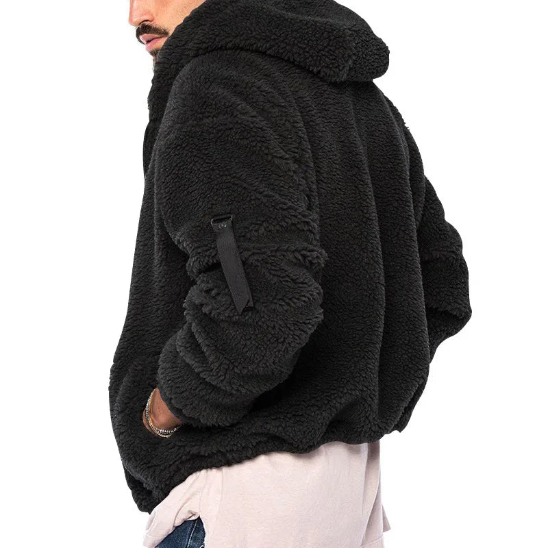 Veste Homme Automne Hiver Polaire Double Face Chaude Capuche Loose Casual Coupe-Vent – Manteau Chaud Tendance Saison Froide | Mode Homme Premium