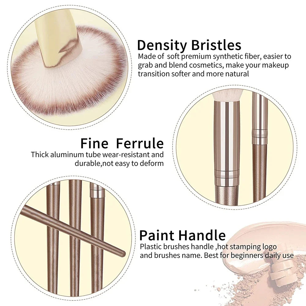Set Pinceaux Maquillage Professionnel 1 à 20 Pcs – Blush, Highlighter, Fond de Teint & Fard | Ultra-Doux Femme