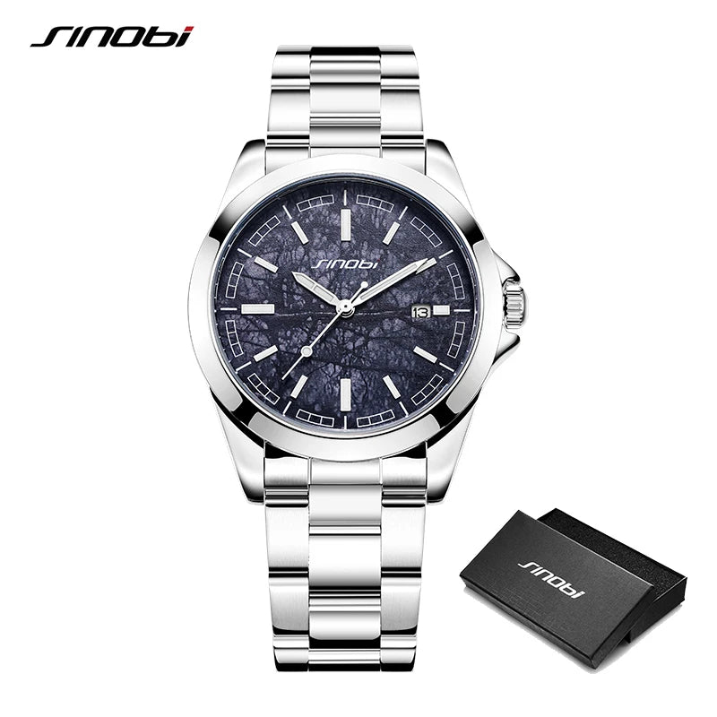 Montre Homme SINOBI Quartz Casual Calendrier – Acier Inoxydable Design Original Cadeau