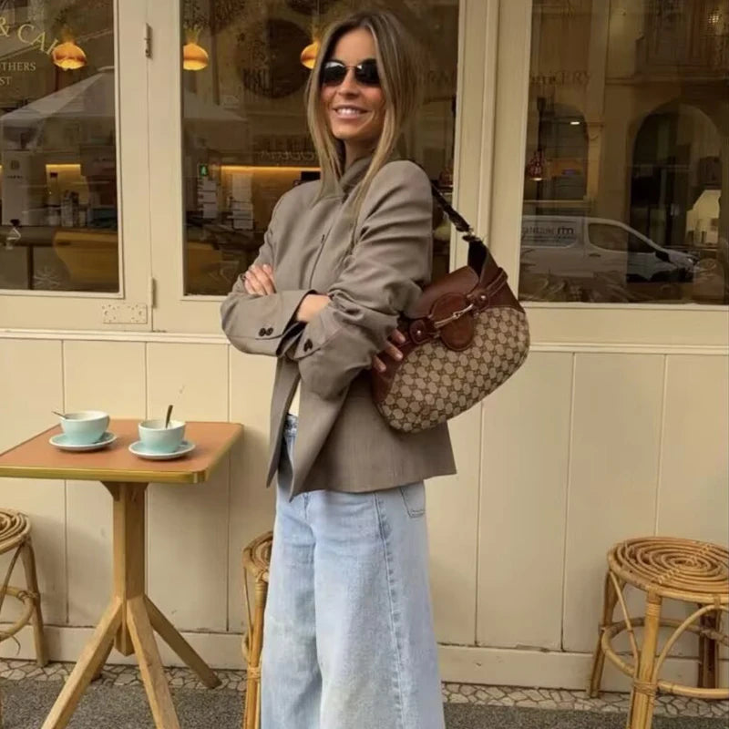 Blazer Femme Élégant Printemps 2026 – Veste Légère Style Street Voyage & Vacances | Tendance Jeune