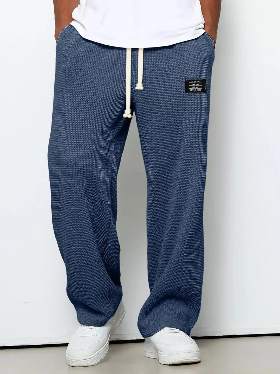 Jogging Hose Herren Waffelstoff Gerader Schnitt Loose Stretch Mikro-Rebound Sport Casual Trendy Frühling Herbst Bequem – Trainingshose Waffle Premium | Herrenmode Sport Premium