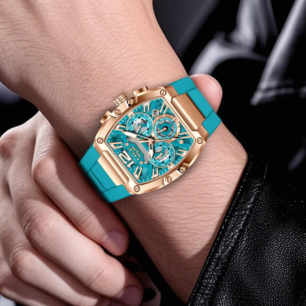 Montre Homme LIGE Sport Quartz Silicone Squelette Lumineux Calendrier – Étanche Outdoor Fashion