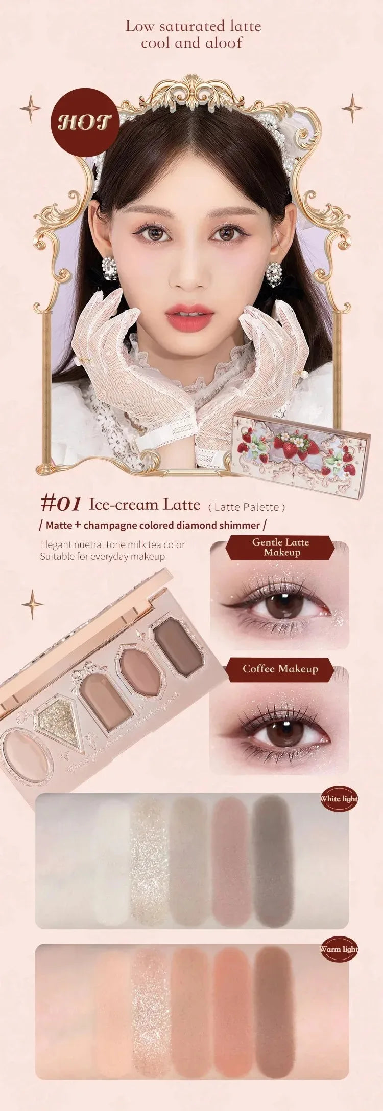 Palette Fards à Paupières Flower Knows Swan Ballet – 6 Teintes Mat, Shimmer & Nacré | Glitter