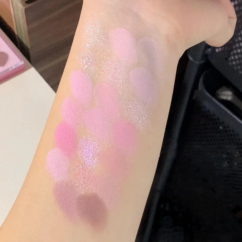 Palette Fard à Paupières 20 Couleurs Forme Cœur Sweet Pink – Perle Glitter Violet & Rose | Blush Illuminateur Coréen