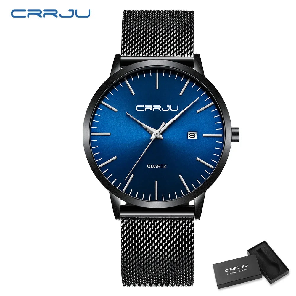 Montre Homme Acier 40mm Ultra-Slim 7mm Maille Métallique – Automatique Minimaliste Classique