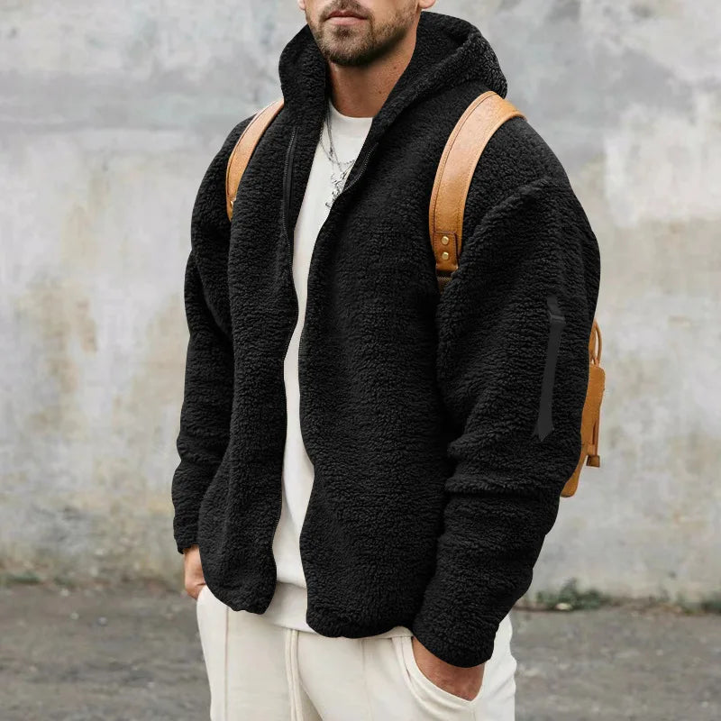 Veste Homme Automne Hiver Polaire Double Face Chaude Capuche Loose Casual Coupe-Vent – Manteau Chaud Tendance Saison Froide | Mode Homme Premium