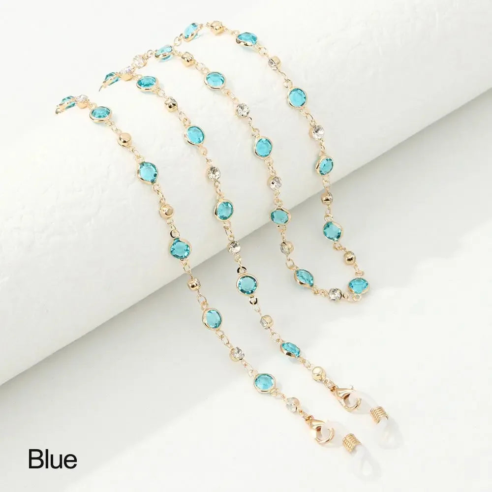 Chaîne de Lunettes Cristal Colorée – Cordon Lunettes de Soleil & Collier Tendance | Accessoire Femme