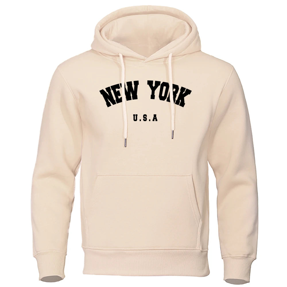 Sweat à Capuche Homme New York Imprimé USA City Manches Longues Oversize Loose Casual Streetwear Pullover Hoodie Tendance Confortable – Hoodie Americana Premium New York | Mode Homme Streetwear Premium