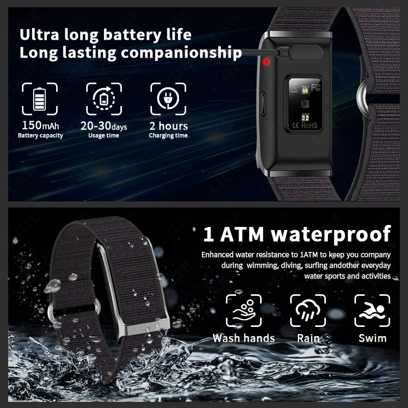 Bracelet Connecté Sport & Santé – Suivi Continu 24h/24 | Sommeil, Stress & Multi-Sport | Monitoring Santé Automatique