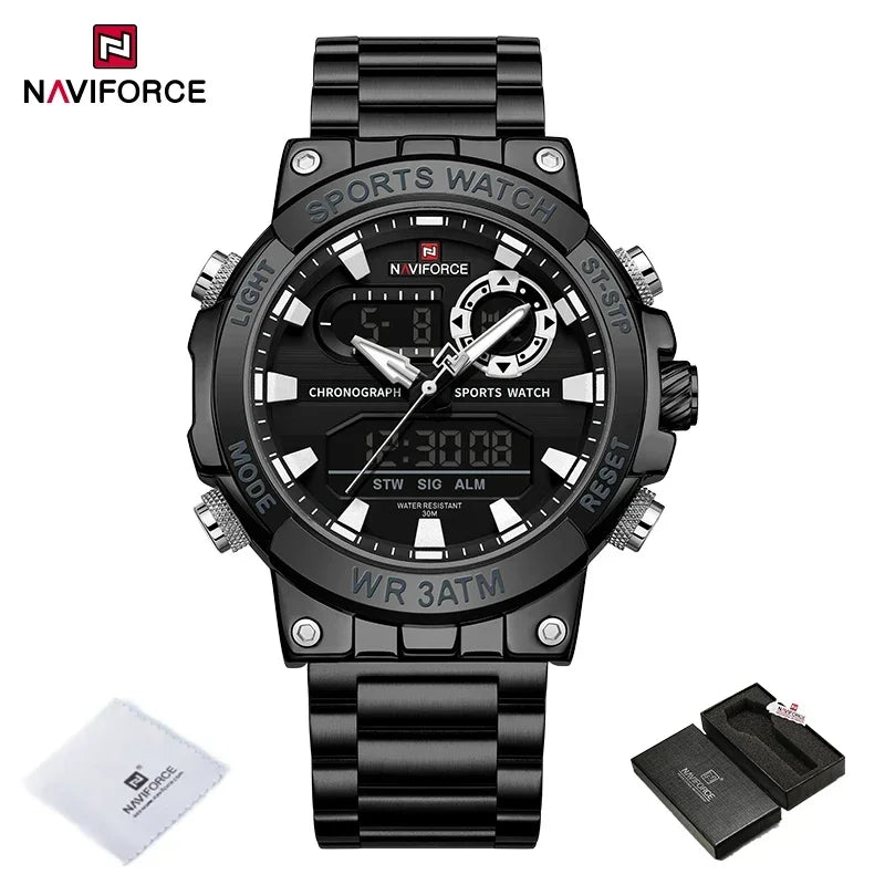 Montre Homme Militaire NAVIFORCE Double Affichage Quartz – Sport Étanche Grand Cadran
