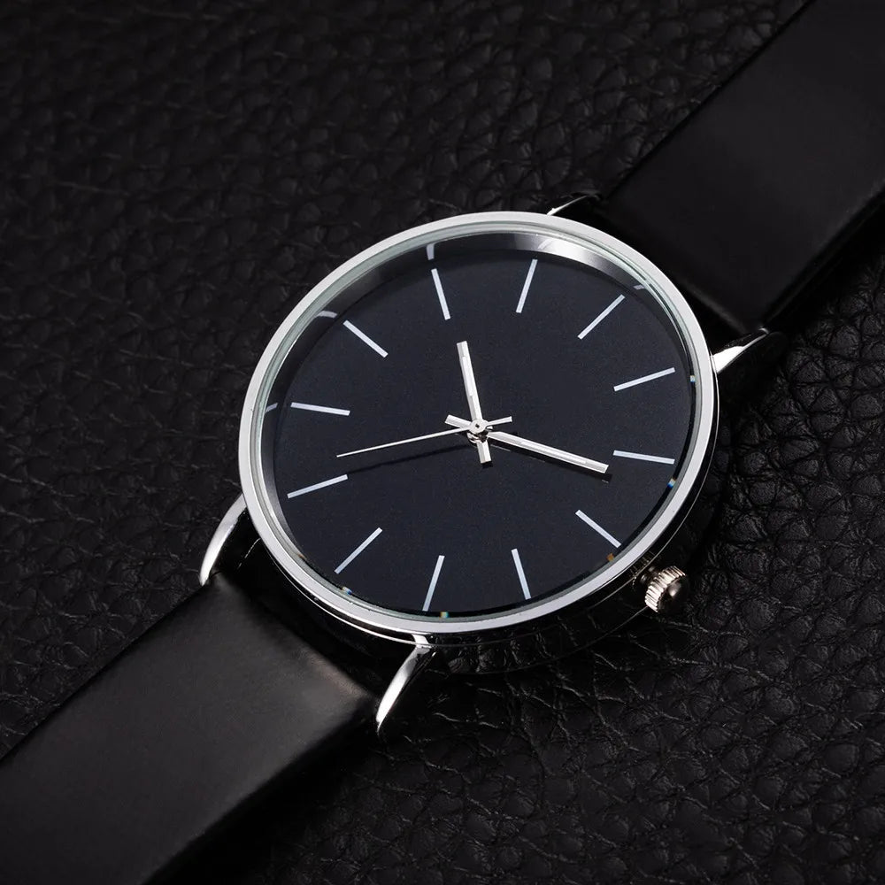 Unisex Quarzuhr Analog Rundes Zifferblatt Lederarmband – Luxus Fashion Casual Herren & Damen