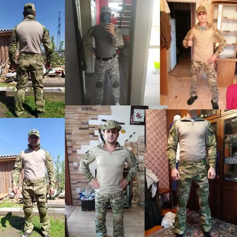 Tenue Tactique Homme Vert Outdoor Uniforme Militaire Chemise Chasse Pantalon Cargo Paintball Ensemble Résistant – Survie Airsoft | Mode Homme Tactical