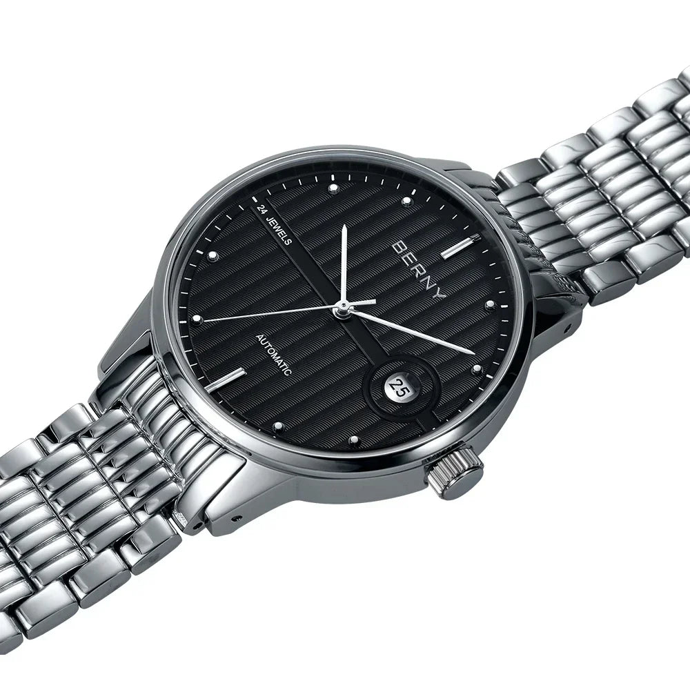 Montre Mécanique Automatique Luxe BERNY Couple Saphir Acier Miyota 9015 5ATM – Homme & Femme