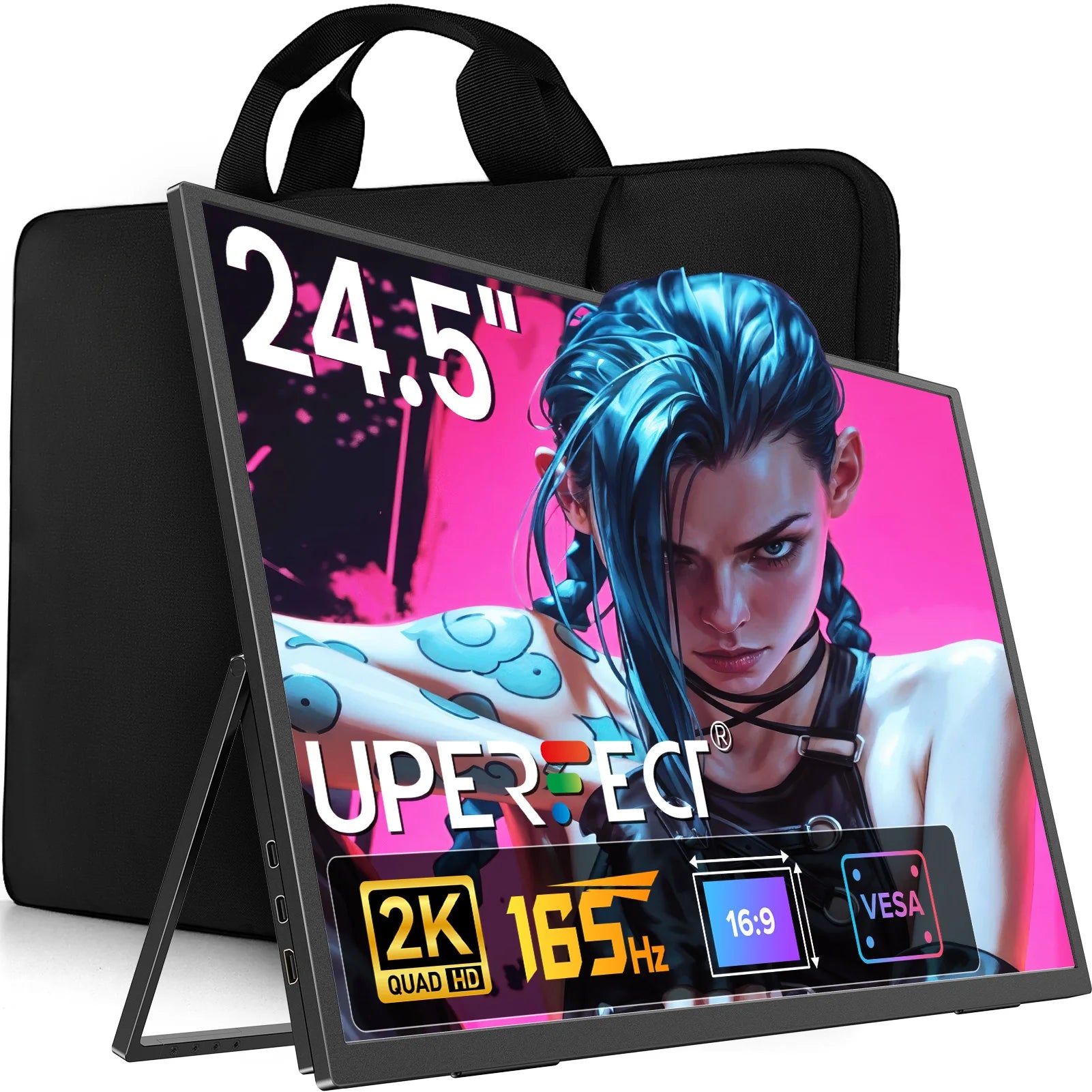 UPERFECT Housse 22'' Waterproof – Sac Transport Moniteur, Laptop & Tablette | Grande Capacité & Poignée Robuste