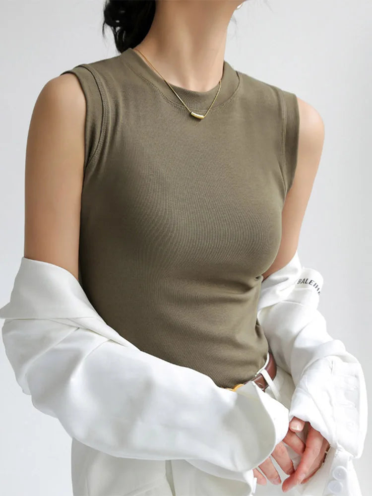 Caraco Débardeur Femme Col Rond Multicolore Basique Sans Manches – Top Sous-Vêtement Couvrant Décolleté Latéral | Mode Essentiel
