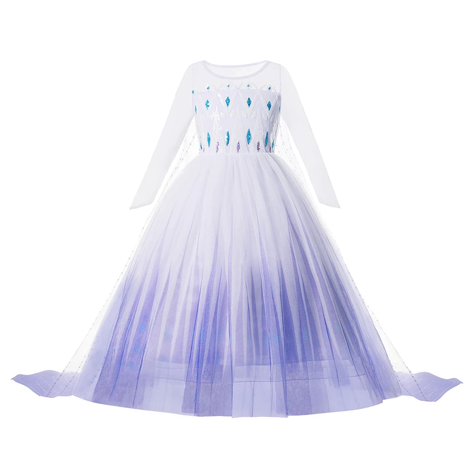 Robe Princesse Fille Déguisement Elsa Anna Ariel – Costume Carnaval Halloween Fête Cosplay Enfant