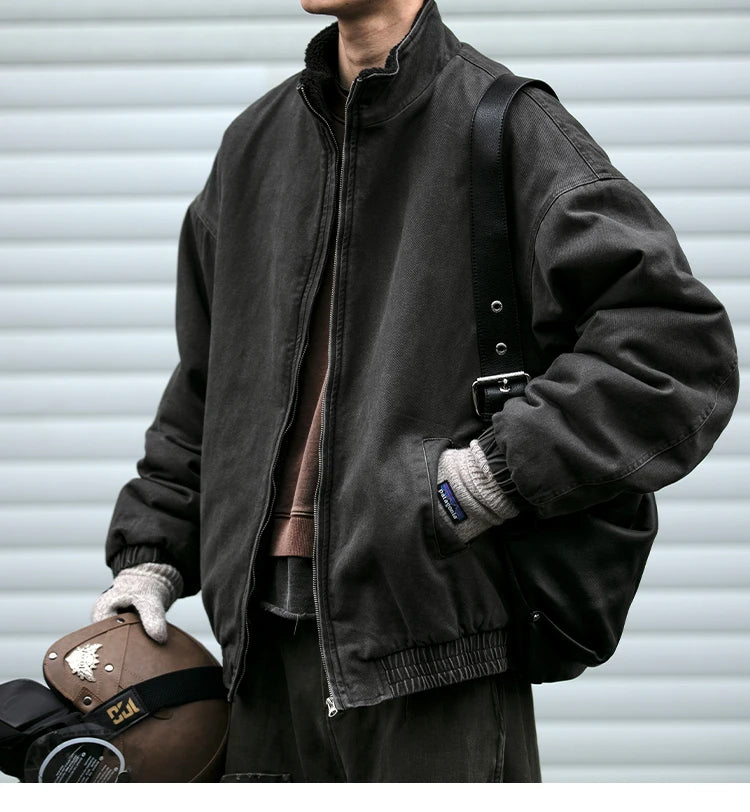 Vintage Japanische Herren Fleecejacke Winter Dick Loose – Koreanischer Streetwear-Paar-Trend Warm | Herren- & Damenmode
