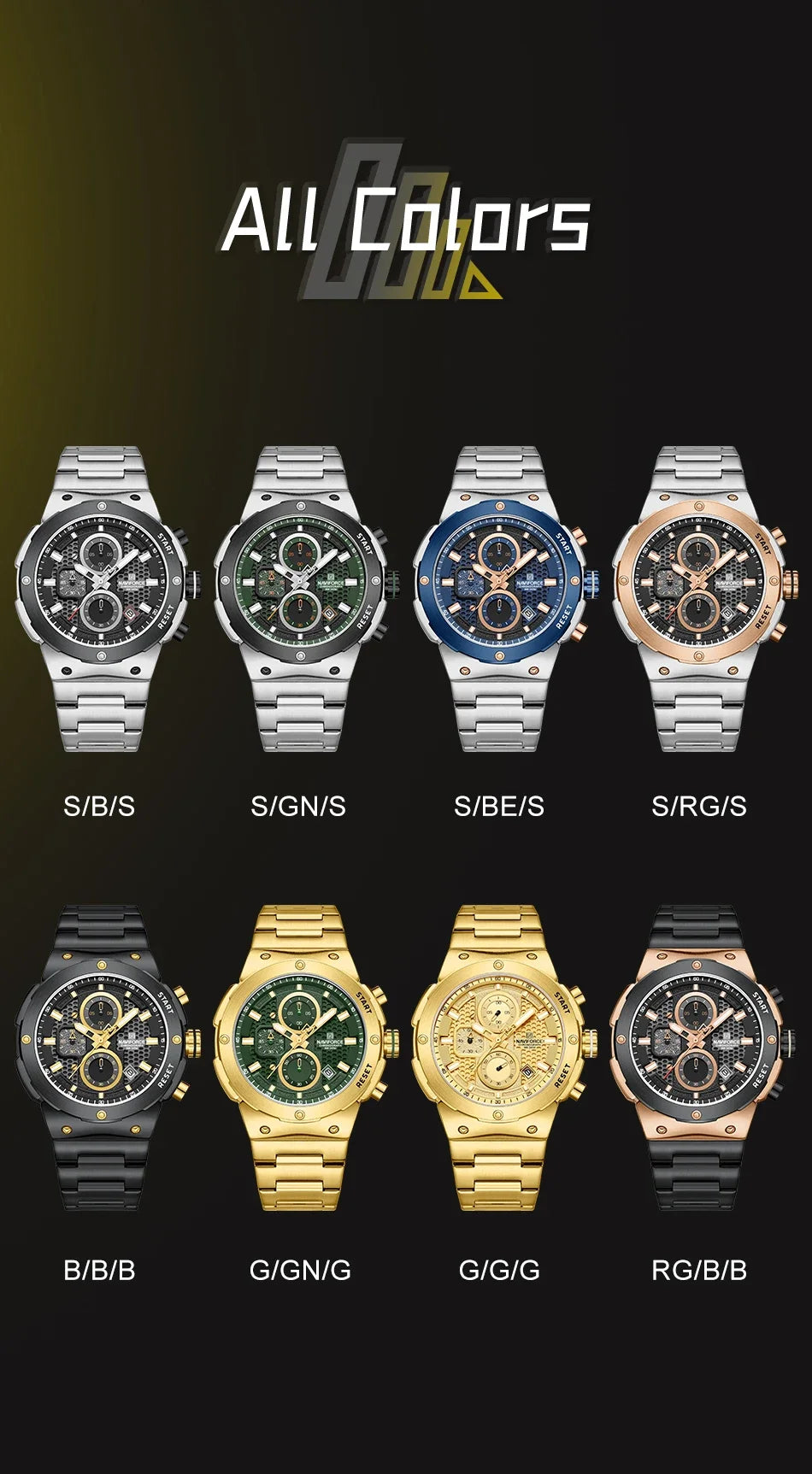 Montre Homme Chronographe Sport Luxe NAVIFORCE – Quartz Date Fashion Masculino
