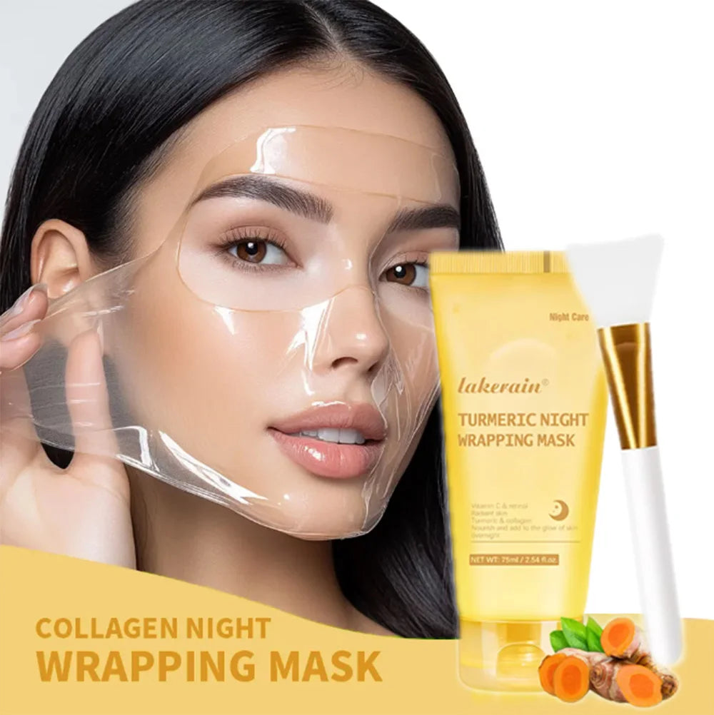 Masque Nuit Peel-Off Acide Kojique & Curcuma – Collagène Hydrolysé | Teint Éclatant & Raffermissant | Korean Skincare