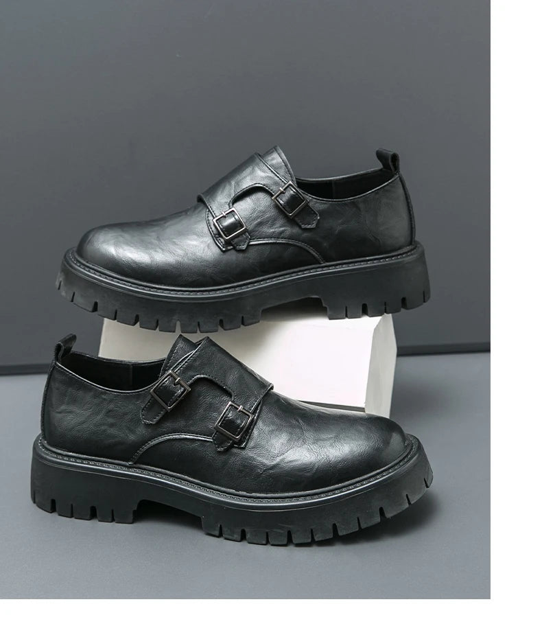 Derby Grasp Leder British Platform Homme – Schnalle Casual High & Low Lederschuhe
