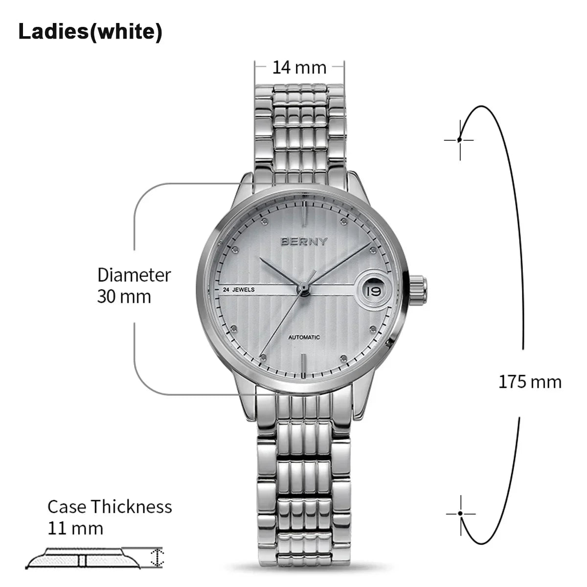 Montre Mécanique Automatique Luxe BERNY Couple Saphir Acier Miyota 9015 5ATM – Homme & Femme