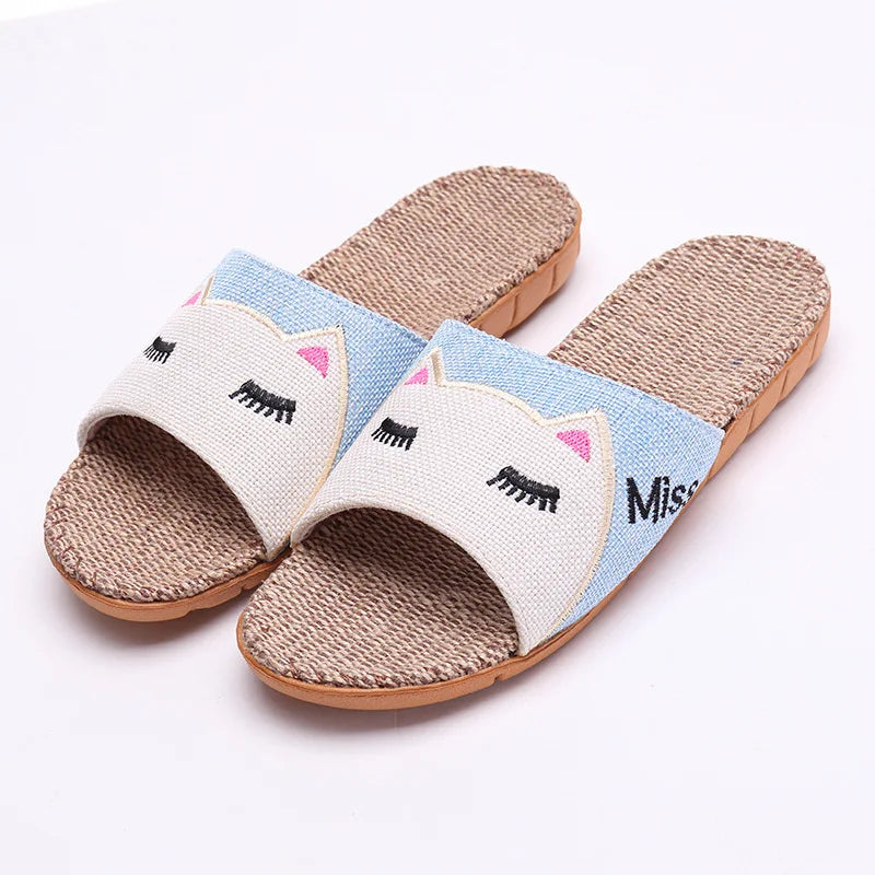 Pantoffeln Leinen Cartoon Kinder Anti-Rutsch – Atmungsaktive Dicke Sohle Indoor Paar Unisex