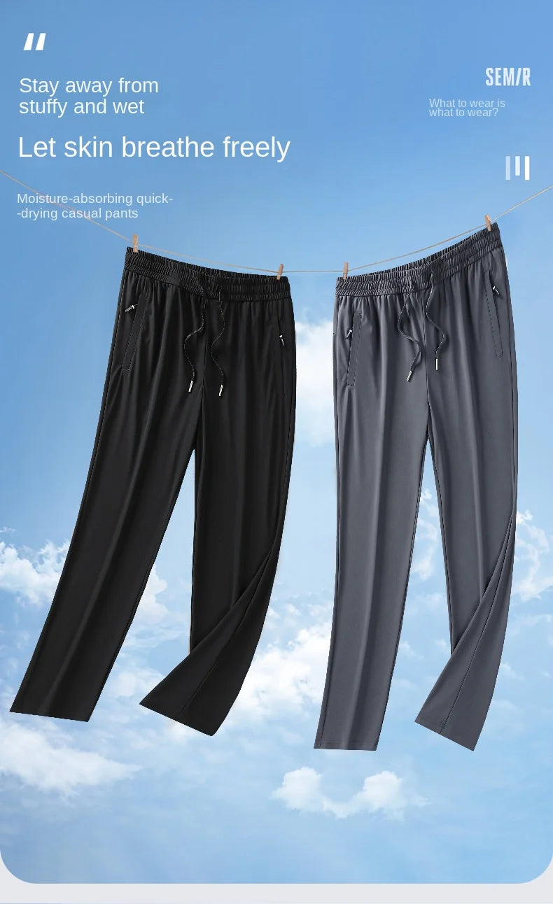 Herren Hose Eisseide Leicht Sommer – Stretch Atmungsaktiv Gerader Schnitt Loose Business Casual & Outdoor | Premium Herrenmode