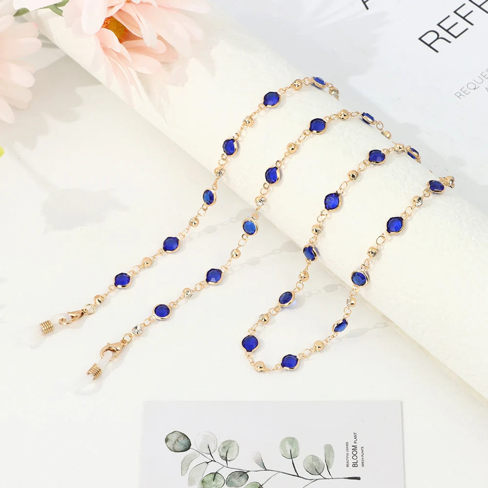 Chaîne de Lunettes Cristal Colorée – Cordon Lunettes de Soleil & Collier Tendance | Accessoire Femme