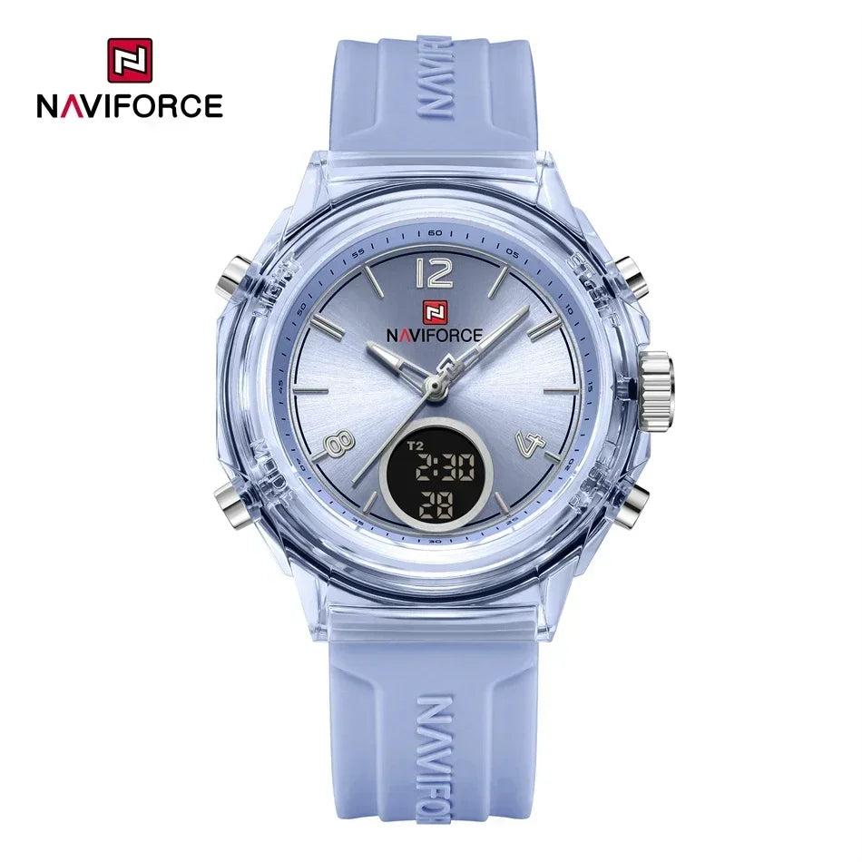Montre Femme NAVIFORCE NF7109 Quartz Double Affichage – Silicone Lumineuse Étanche Fashion